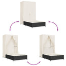 vidaXL fekete polyrattan dupla napozóágy tetővel és függönnyel