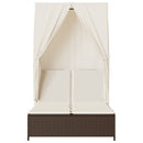 vidaXL barna polyrattan dupla napozóágy tetővel és függönyökkel