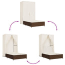 vidaXL barna polyrattan dupla napozóágy tetővel és függönyökkel