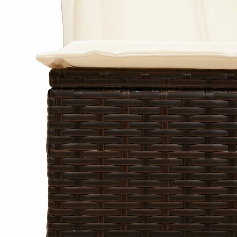 vidaXL barna polyrattan dupla napozóágy tetővel és függönyökkel