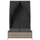 vidaXL szürke polyrattan dupla napozóágy tetővel és függönyökkel