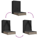 vidaXL szürke polyrattan dupla napozóágy tetővel és függönyökkel