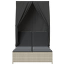 vidaXL világosszürke polyrattan dupla napozóágy tetővel és függönnyel