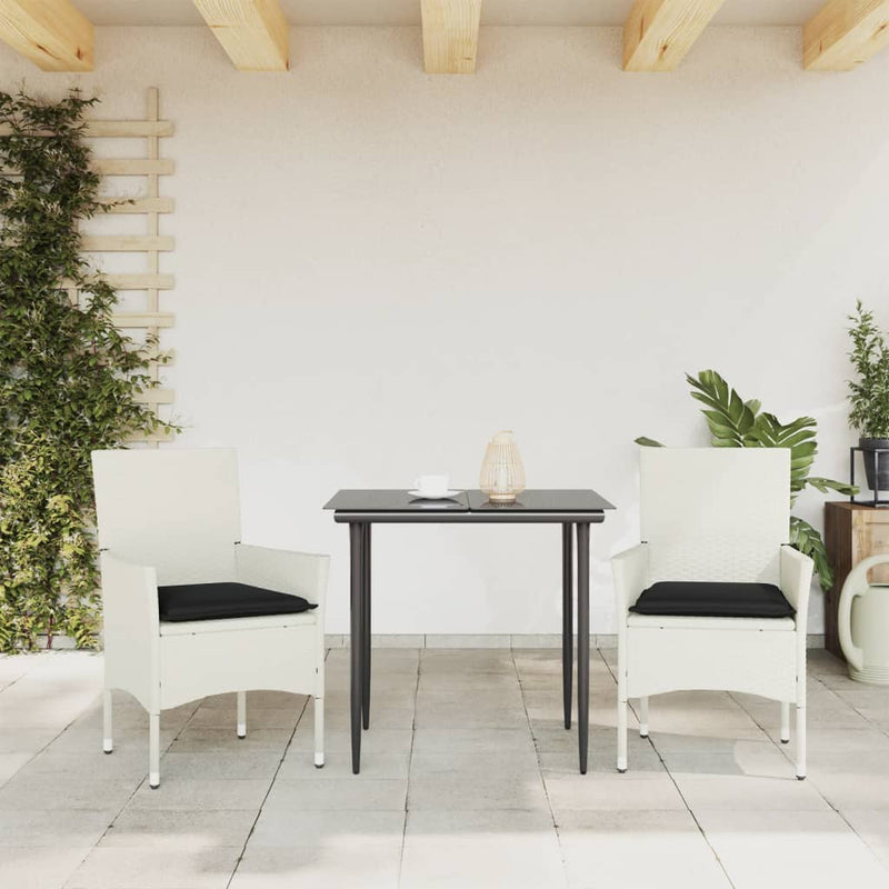 vidaXL 2 db fehér polyrattan kerti szék párnával