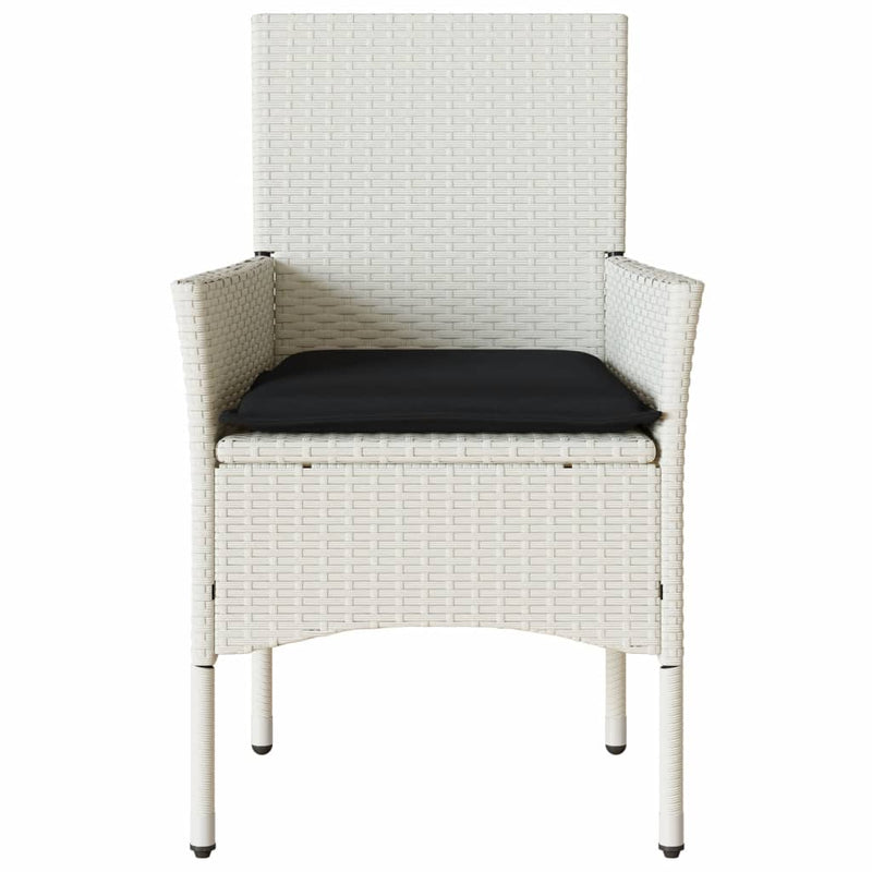 vidaXL 2 db fehér polyrattan kerti szék párnával