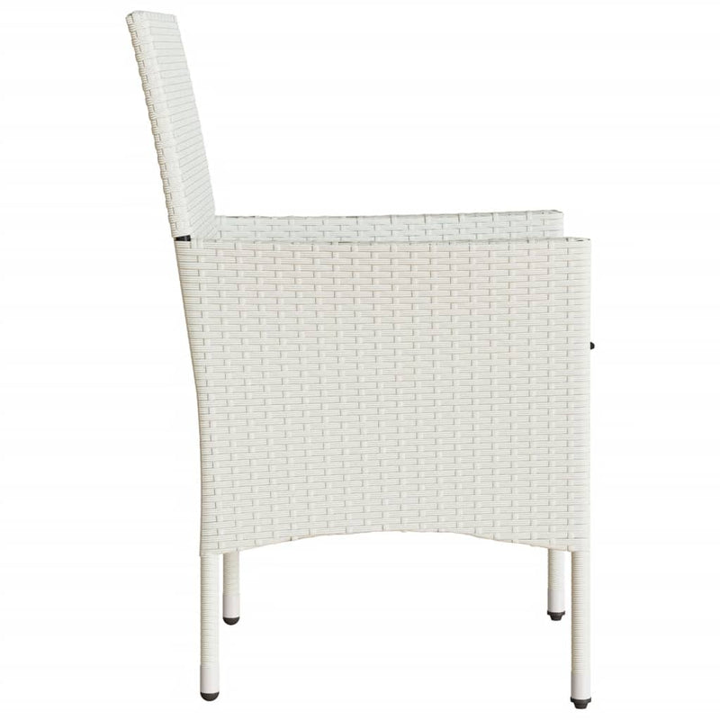 vidaXL 2 db fehér polyrattan kerti szék párnával
