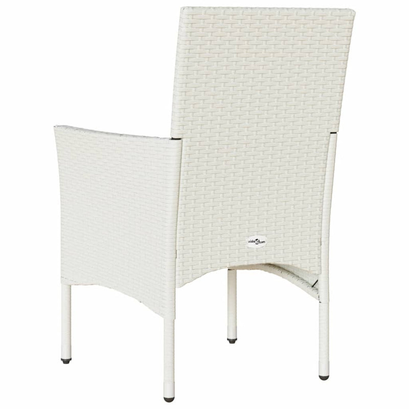 vidaXL 2 db fehér polyrattan kerti szék párnával