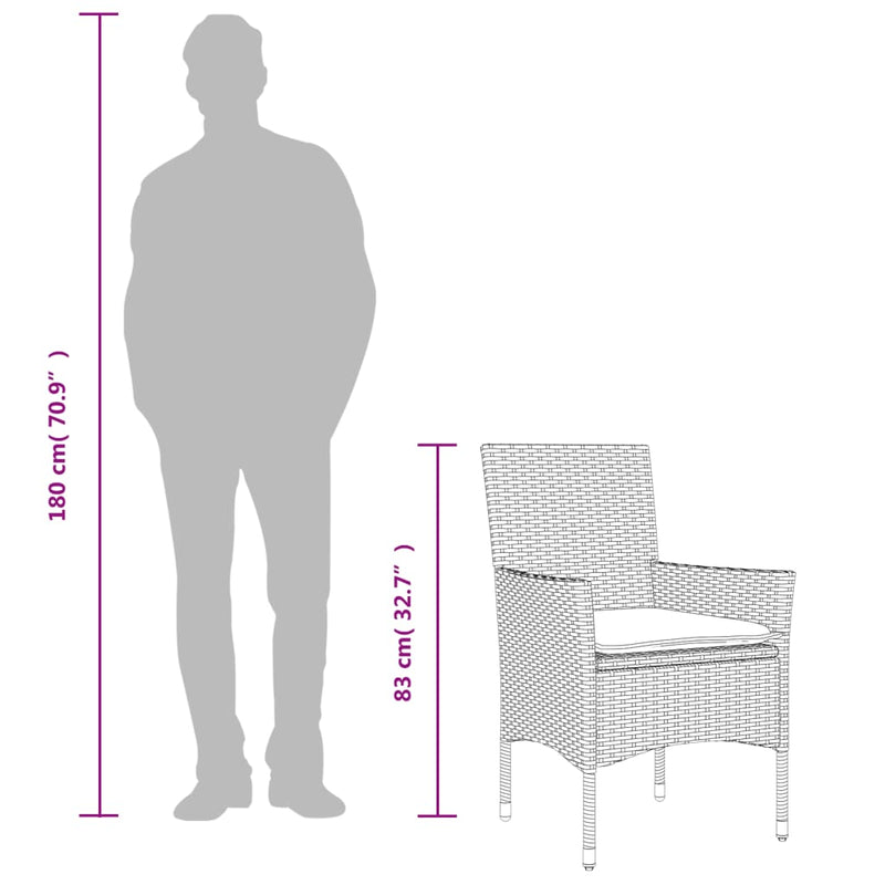 vidaXL 2 db fehér polyrattan kerti szék párnával