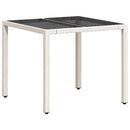 vidaXL fehér polyrattan üveglapos kerti asztal 90 x 90 x 75 cm