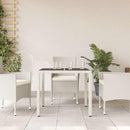 vidaXL fehér polyrattan üveglapos kerti asztal 90 x 90 x 75 cm