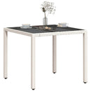 vidaXL fehér polyrattan üveglapos kerti asztal 90 x 90 x 75 cm