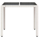 vidaXL fehér polyrattan üveglapos kerti asztal 90 x 90 x 75 cm