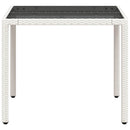 vidaXL fehér polyrattan üveglapos kerti asztal 90 x 90 x 75 cm