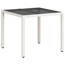 vidaXL fehér polyrattan üveglapos kerti asztal 90 x 90 x 75 cm