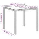vidaXL fehér polyrattan üveglapos kerti asztal 90 x 90 x 75 cm