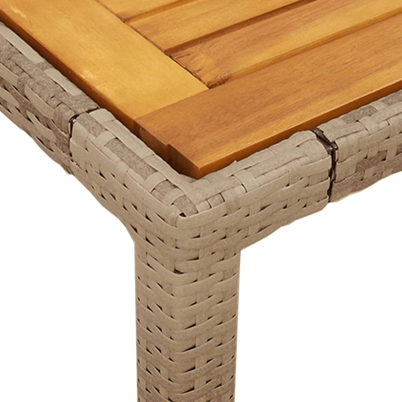 vidaXL bézs polyrattan és akácfa kerti asztal 90 x 90 x 75 cm