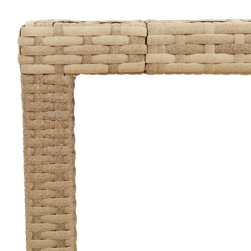 vidaXL bézs polyrattan és akácfa kerti asztal 90 x 90 x 75 cm