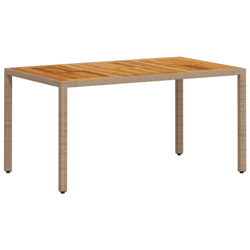 vidaXL bézs polyrattan és akácfa kerti asztal 150 x 90 x 75 cm