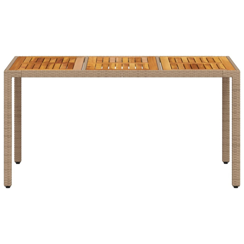 vidaXL bézs polyrattan és akácfa kerti asztal 150 x 90 x 75 cm