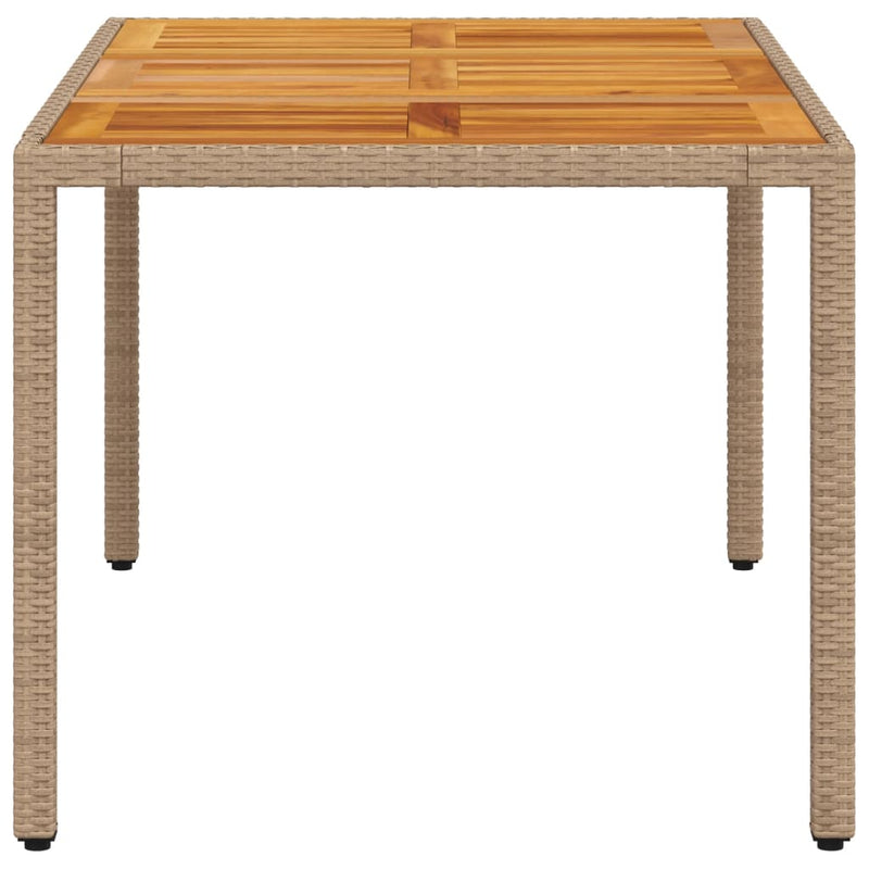 vidaXL bézs polyrattan és akácfa kerti asztal 150 x 90 x 75 cm