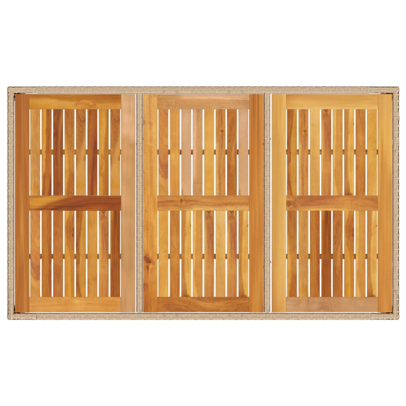 vidaXL bézs polyrattan és akácfa kerti asztal 150 x 90 x 75 cm