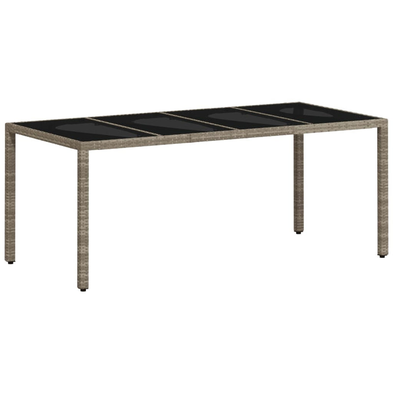 vidaXL világosszürke polyrattan üveglapos kerti asztal 190x90x75 cm