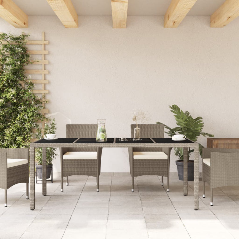 vidaXL világosszürke polyrattan üveglapos kerti asztal 190x90x75 cm
