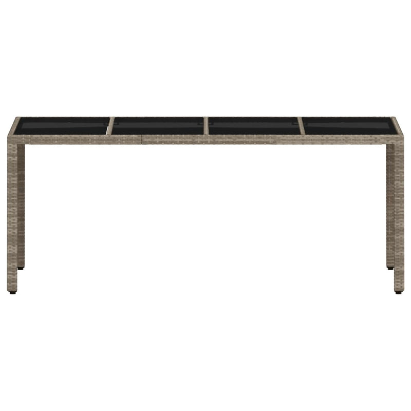 vidaXL világosszürke polyrattan üveglapos kerti asztal 190x90x75 cm