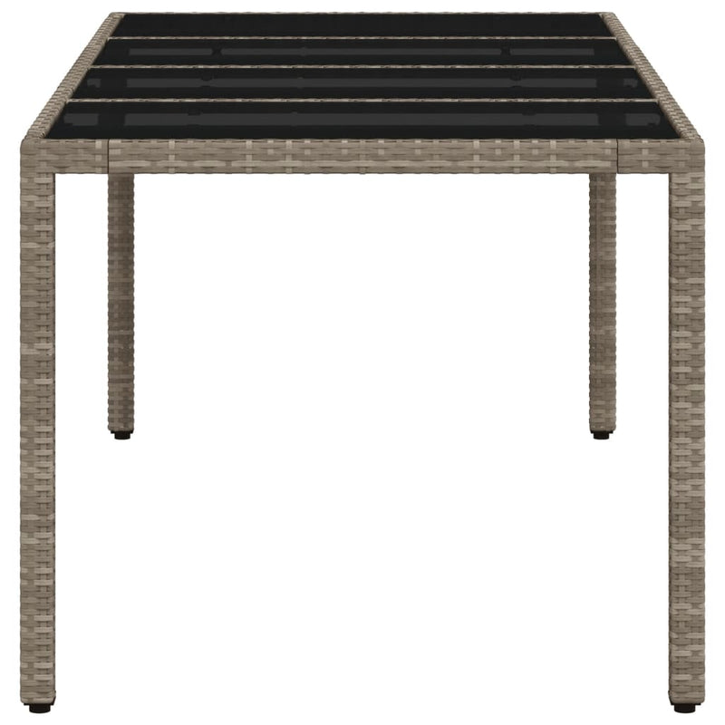 vidaXL világosszürke polyrattan üveglapos kerti asztal 190x90x75 cm