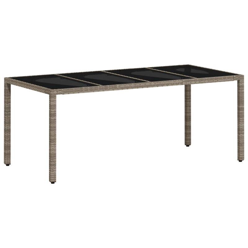 vidaXL világosszürke polyrattan üveglapos kerti asztal 190x90x75 cm