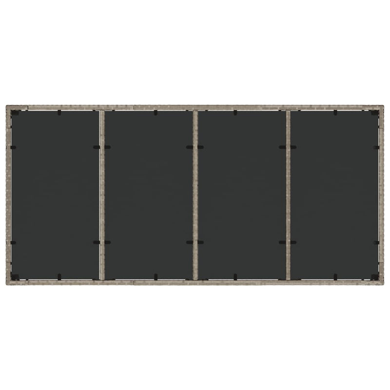 vidaXL világosszürke polyrattan üveglapos kerti asztal 190x90x75 cm