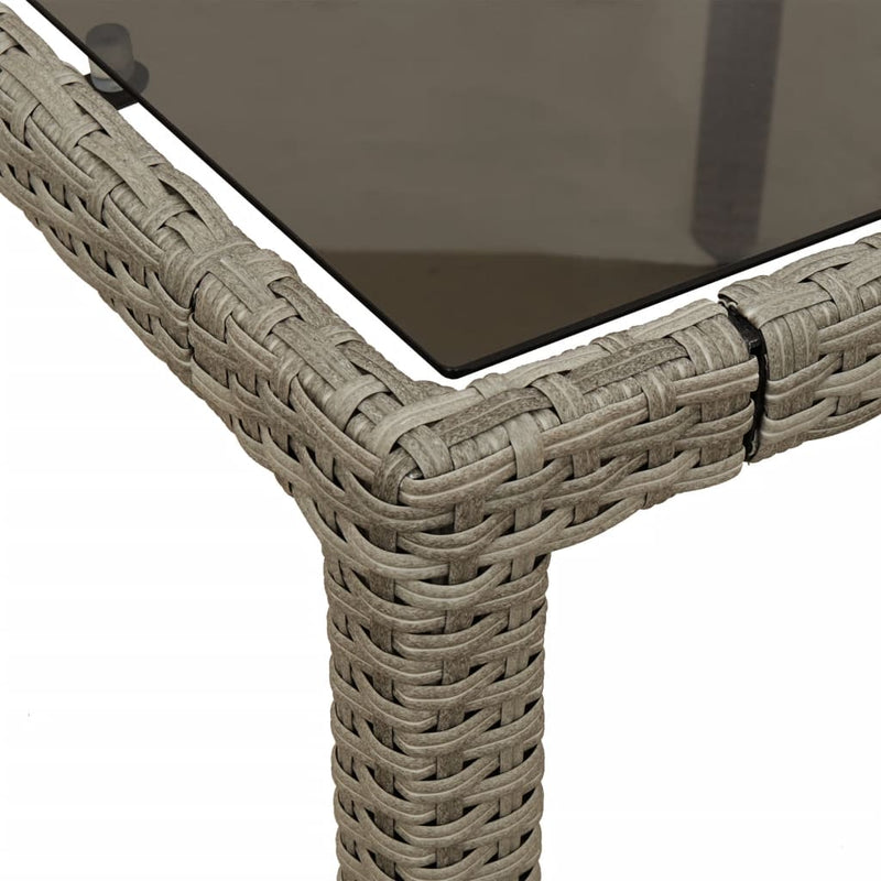 vidaXL világosszürke polyrattan üveglapos kerti asztal 190x90x75 cm