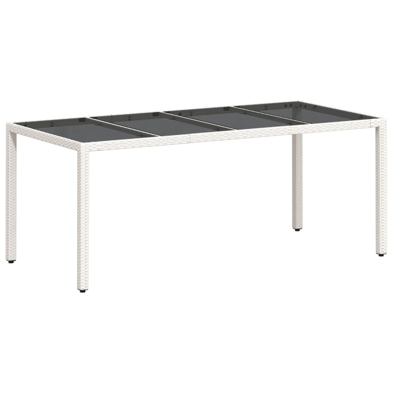 vidaXL fehér polyrattan üveglapos kerti asztal 190 x 90 x 75 cm