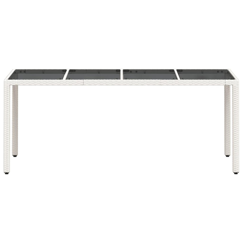vidaXL fehér polyrattan üveglapos kerti asztal 190 x 90 x 75 cm