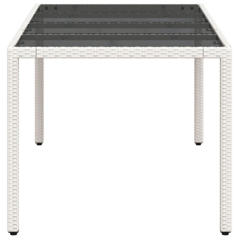 vidaXL fehér polyrattan üveglapos kerti asztal 190 x 90 x 75 cm