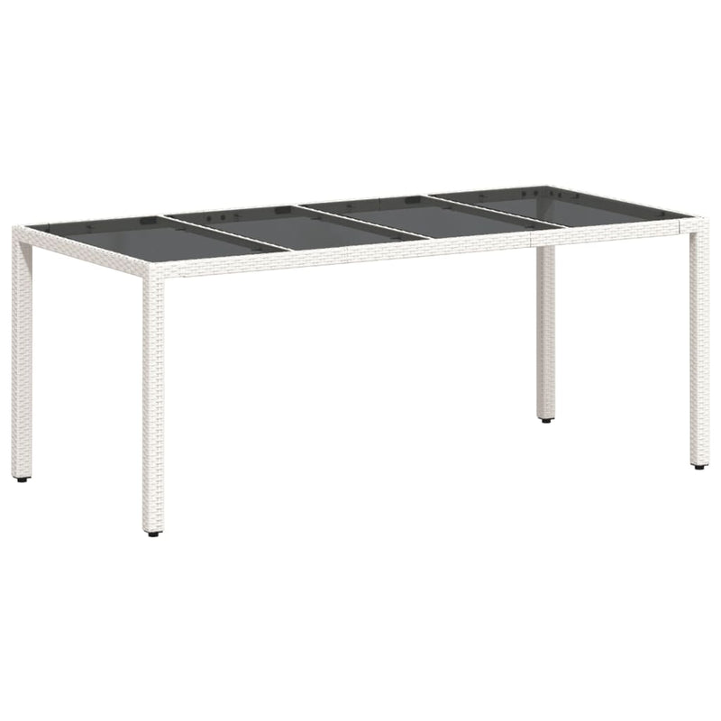 vidaXL fehér polyrattan üveglapos kerti asztal 190 x 90 x 75 cm