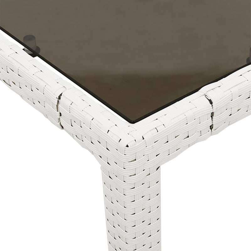 vidaXL fehér polyrattan üveglapos kerti asztal 190 x 90 x 75 cm