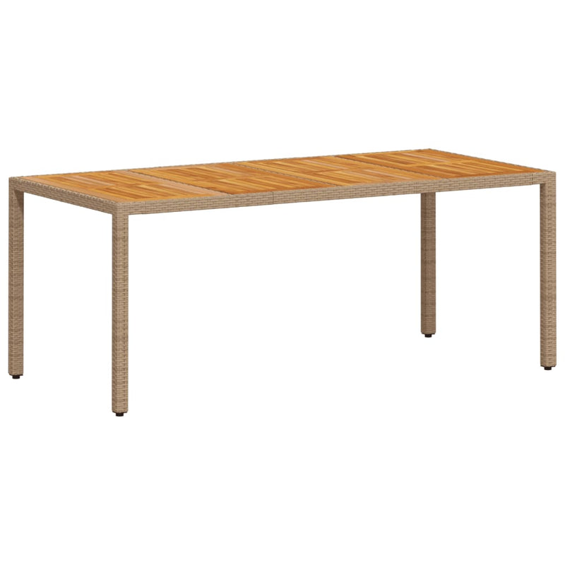 vidaXL bézs polyrattan és akácfa kerti asztal 190 x 90 x 75 cm