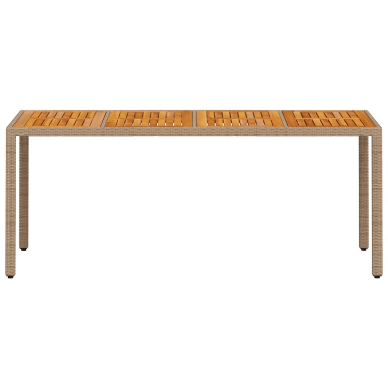 vidaXL bézs polyrattan és akácfa kerti asztal 190 x 90 x 75 cm