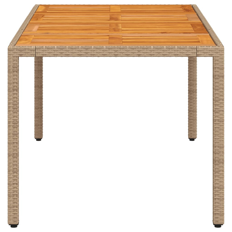 vidaXL bézs polyrattan és akácfa kerti asztal 190 x 90 x 75 cm