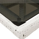 vidaXL fehér polyrattan üveglapos kerti asztal 80 x 80 x 75 cm