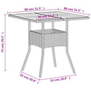 vidaXL bézs polyrattan és akácfa kerti asztal 80 x 80 x 75 cm
