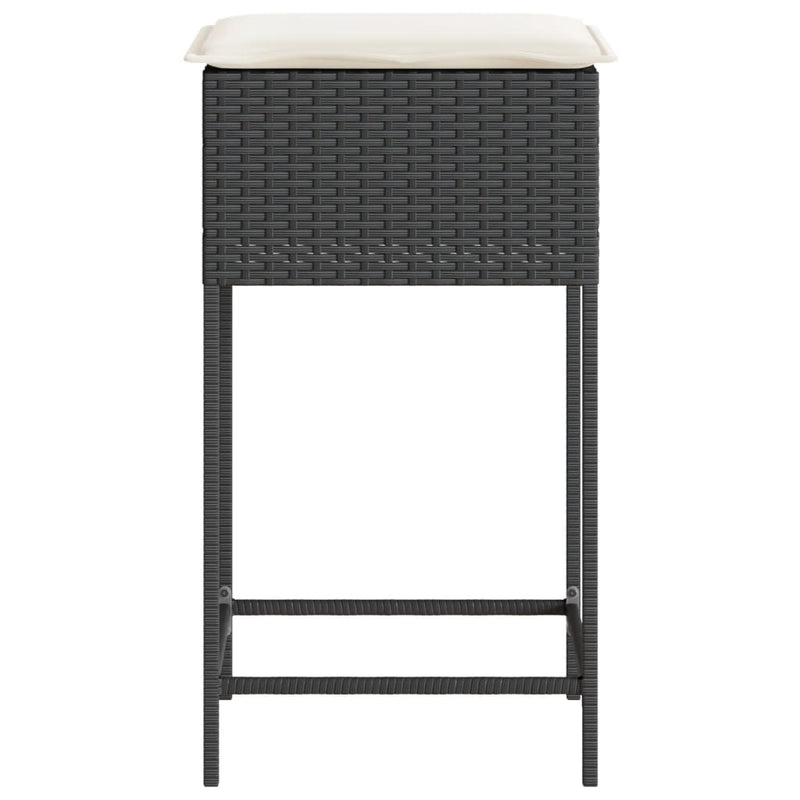 vidaXL 2 db fekete polyrattan kerti bárszék párnával