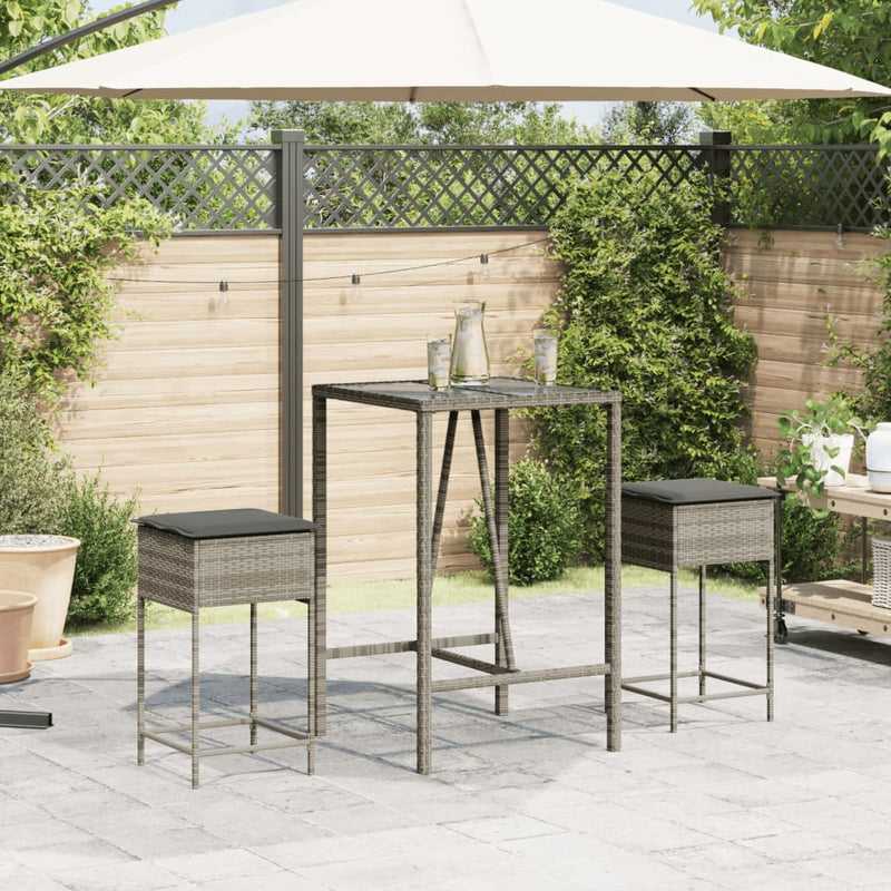 vidaXL 2 db szürke polyrattan kerti bárszék párnával