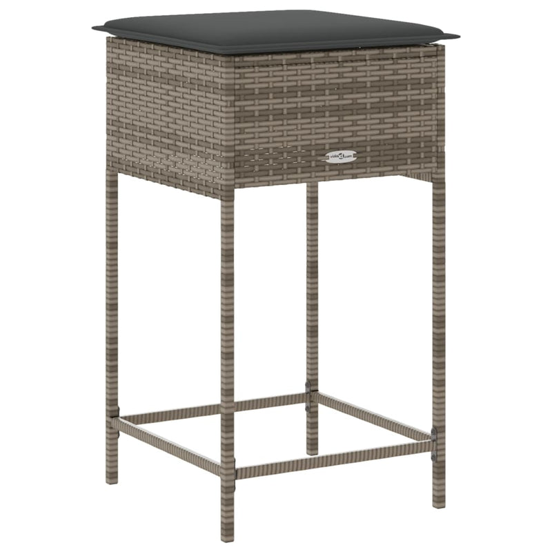 vidaXL 2 db szürke polyrattan kerti bárszék párnával