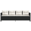 vidaXL fekete polyrattan napozóágy párnával