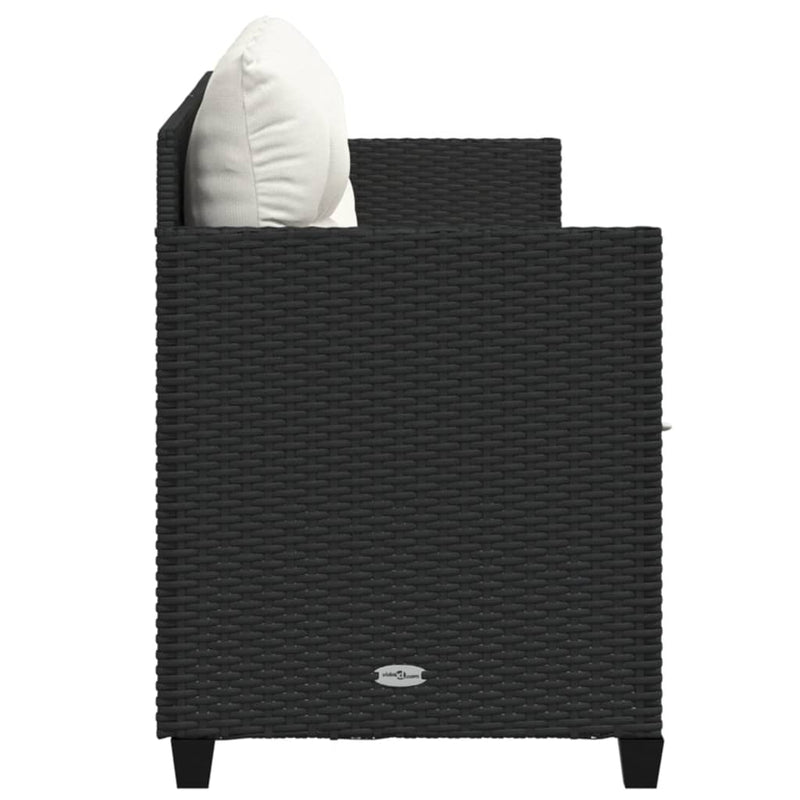 vidaXL fekete polyrattan napozóágy párnával