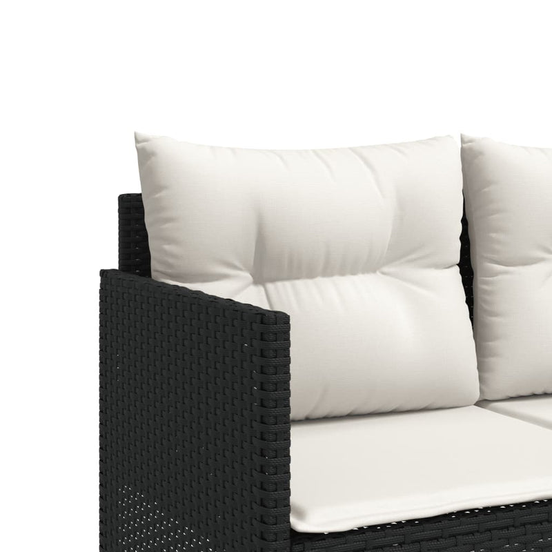 vidaXL fekete polyrattan napozóágy párnával