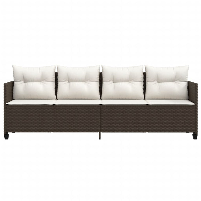 vidaXL barna polyrattan napozóágy párnával