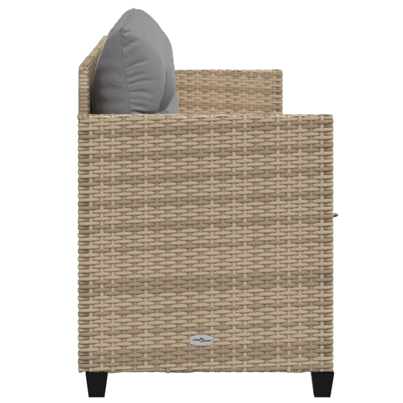 vidaXL bézs polyrattan napozóágy párnával